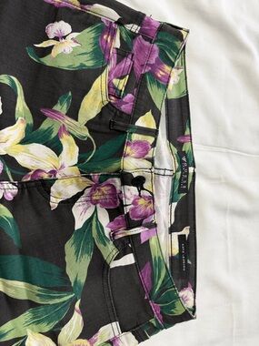Guess Black Skinny Jeans with Purple and Green Floral Design
